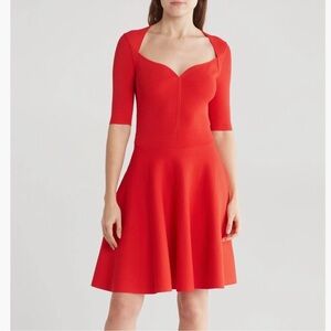 Ted Baker | Dresses | Ted Baker Womens Halleid Black Faux Leather Trim  Belted Midi Dress Imperfections | Poshmark